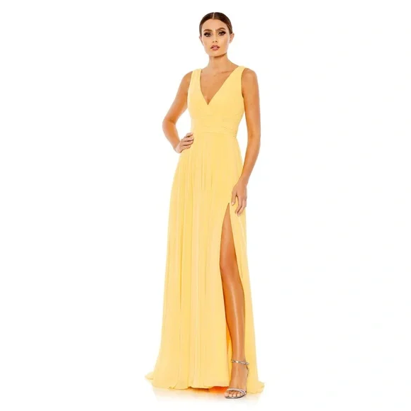Mac Duggal | Dresses | Mac Duggal Chiffon Sleeveless Wrap Over A Line Gown  | Poshmark